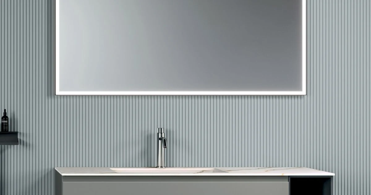 Composizione Bagno con 1 Base con 1 Cassetto e Vano a Giorno e Specchio - Titan