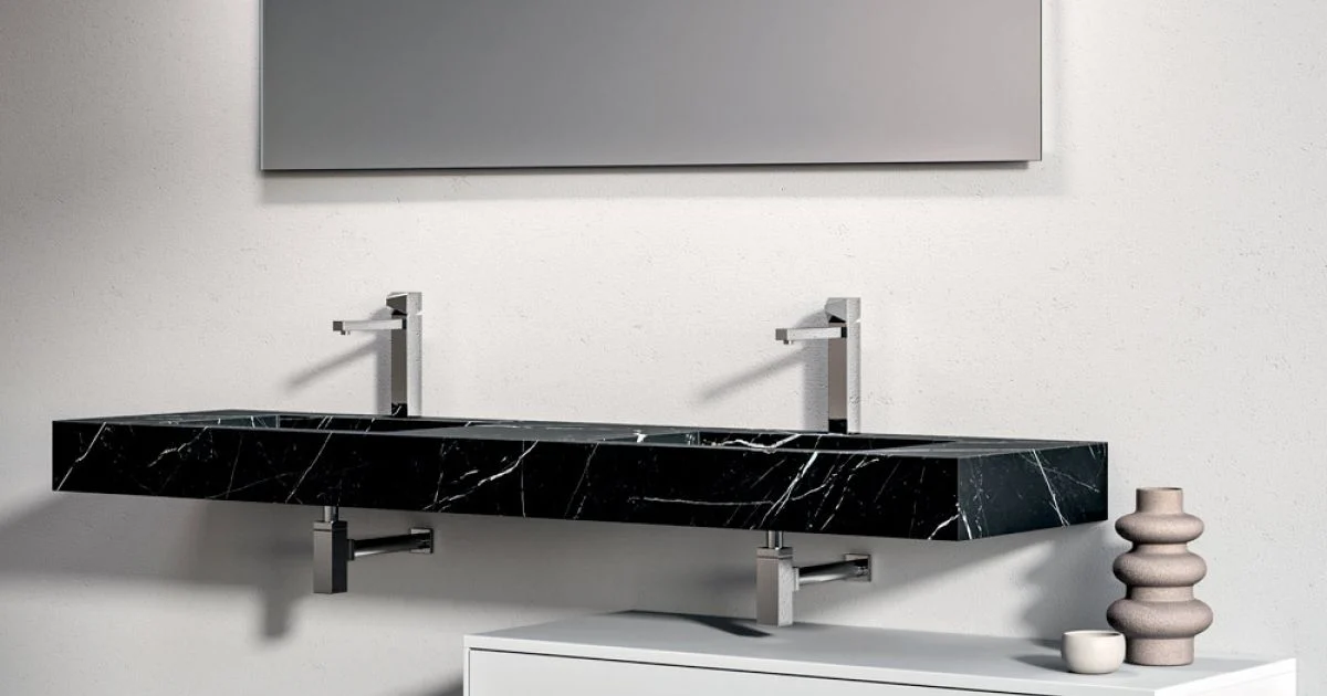 Composizione Bagno con 1 Cassetto Bianco, Specchio e Mensola Hpl Marquina - Velaria