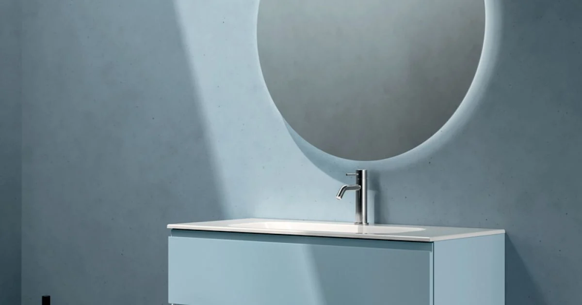 Composizione Bagno con 2 Cassetti, 1 Vano a Giorno e Specchio - Titan