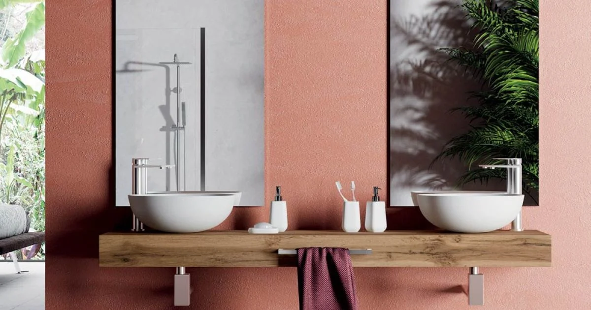 Composizione Bagno con Basi Antigraffio e Lavabi in Resina Made in italy - Palom