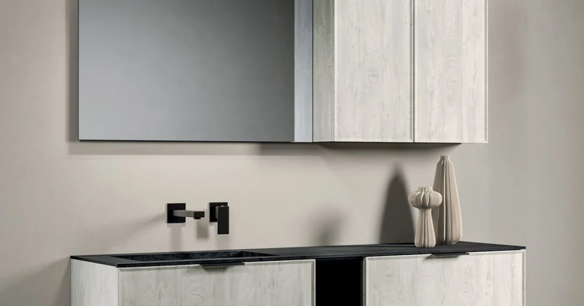 Composizione Bagno con Cassetti, Lavabo, Specchio e Pensile - Orione