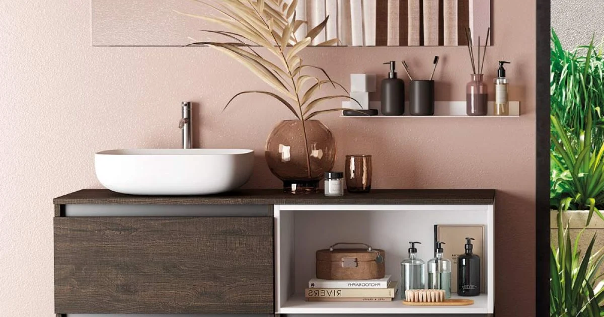 Composizione Bagno con Lavabo in Ceramica e Specchio Made in Italy - Dream
