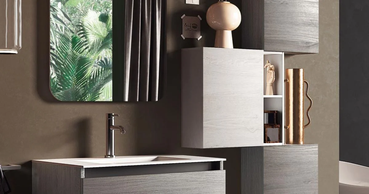Composizione Bagno con Lavabo in Resina, Base Antigraffio Made in Italy - Dream