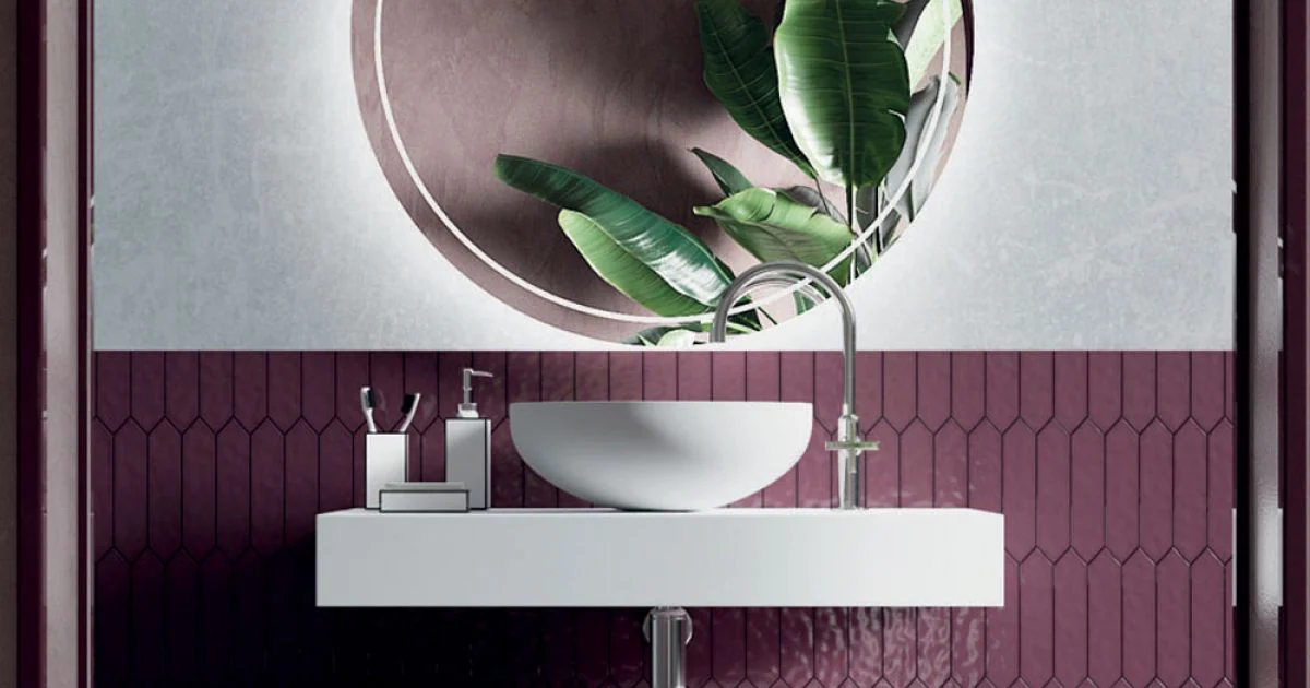 Composizione Bagno con Lavabo in Resina e Specchio Made in Italy - Palom