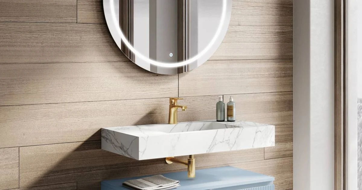 Composizione Bagno con Piano in HPL Calacatta Made in Italy - Talassa