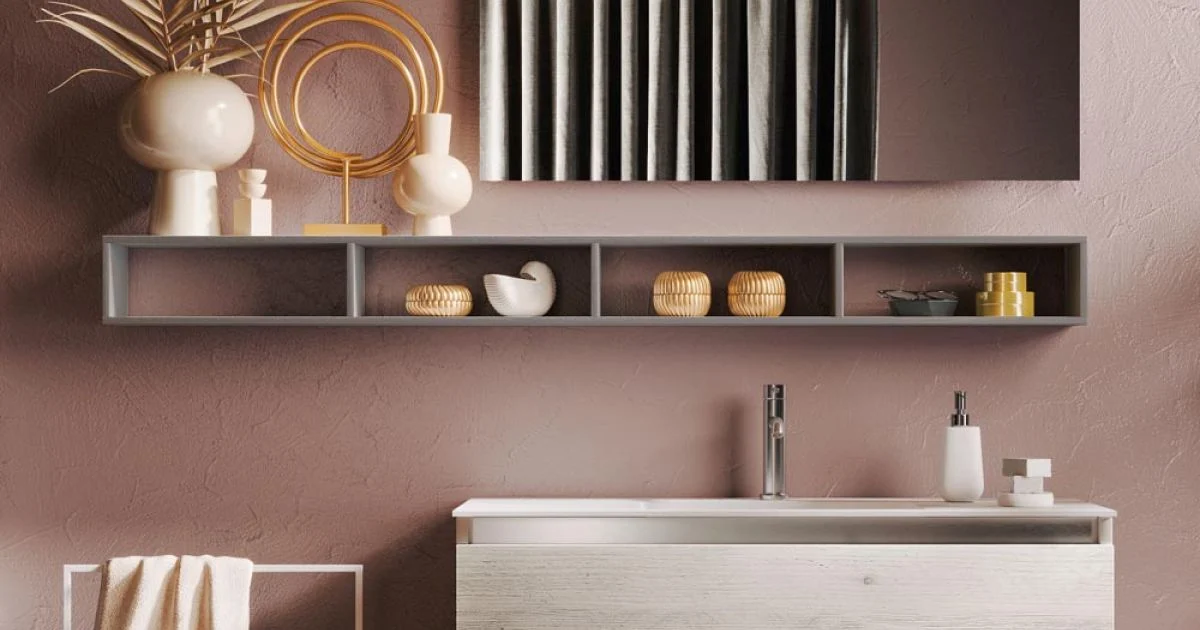 Composizione Bagno con Specchio e Lampada, Base Antigraffio Made in Italy - Dream