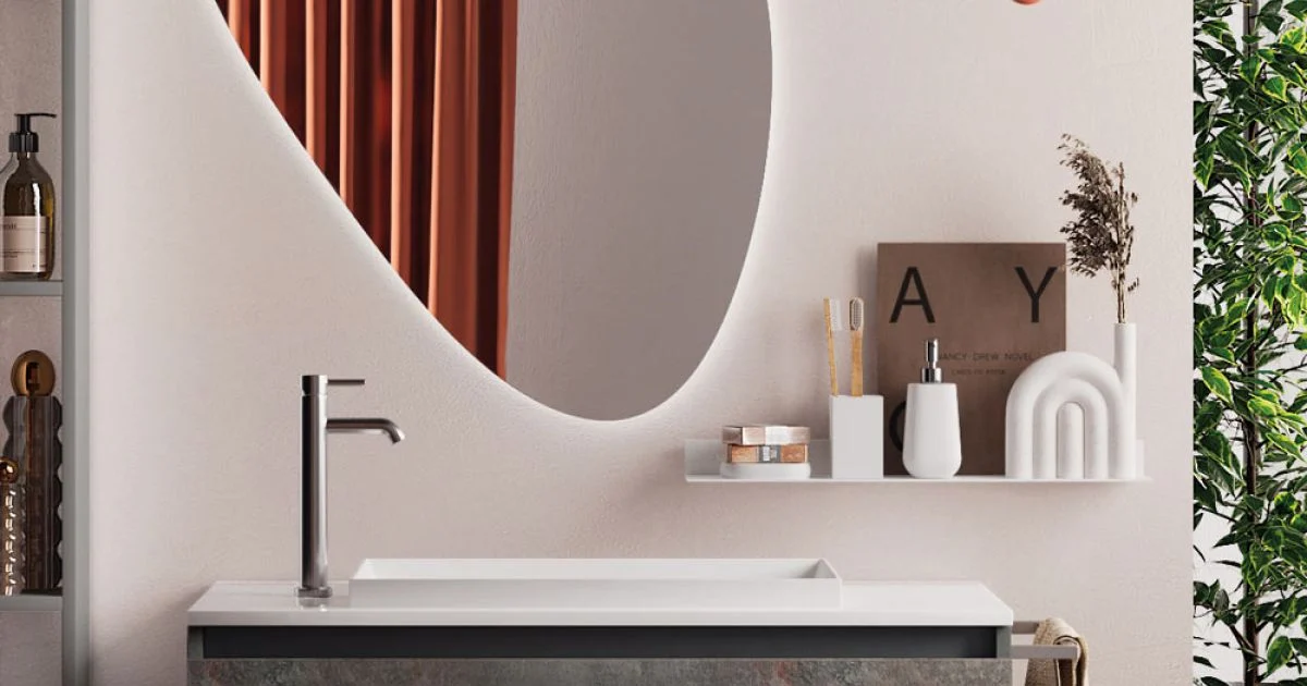 Composizione Bagno con Specchio Moderno, Base e Lavabo Made in Italy - Dream