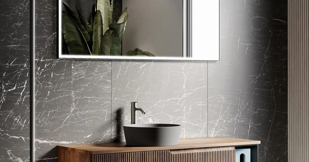 Composizione Bagno in Quercia Cannettata e Vano a Giorno Made in Italy - Febe