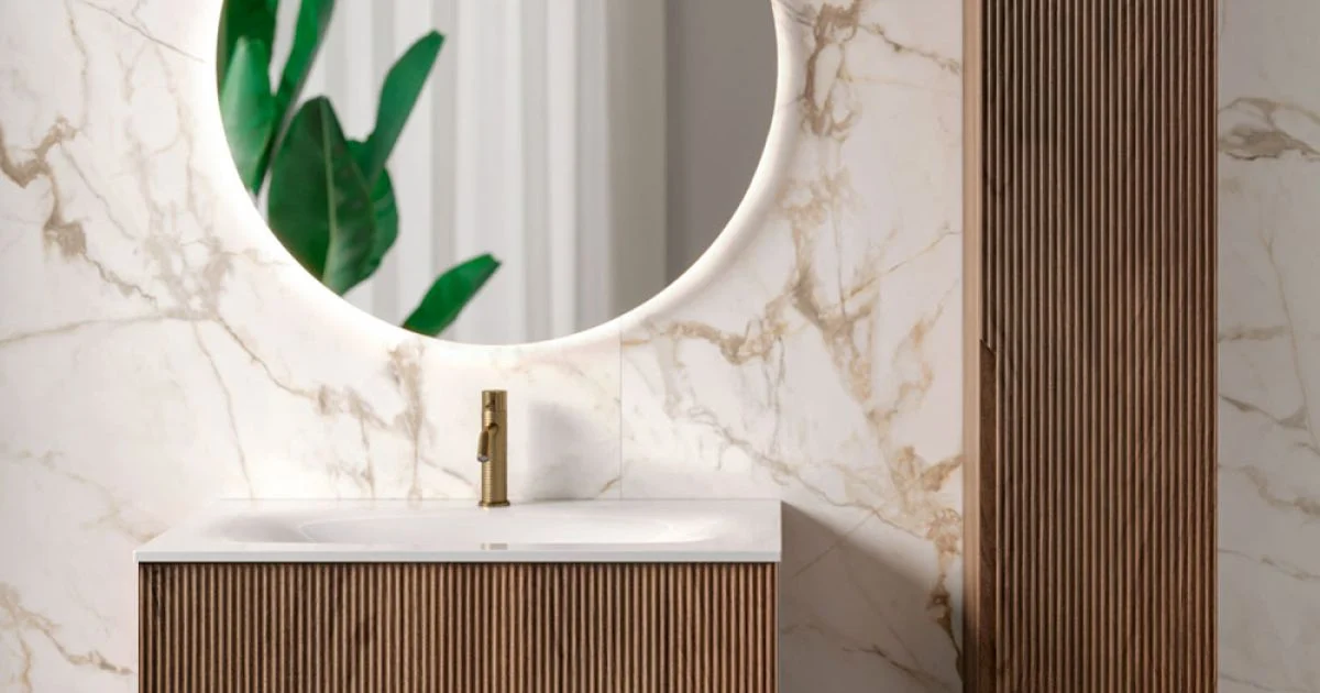 Composizione Bagno in Rovere Rio Cannettato Realizzato in Italia - Afrodite