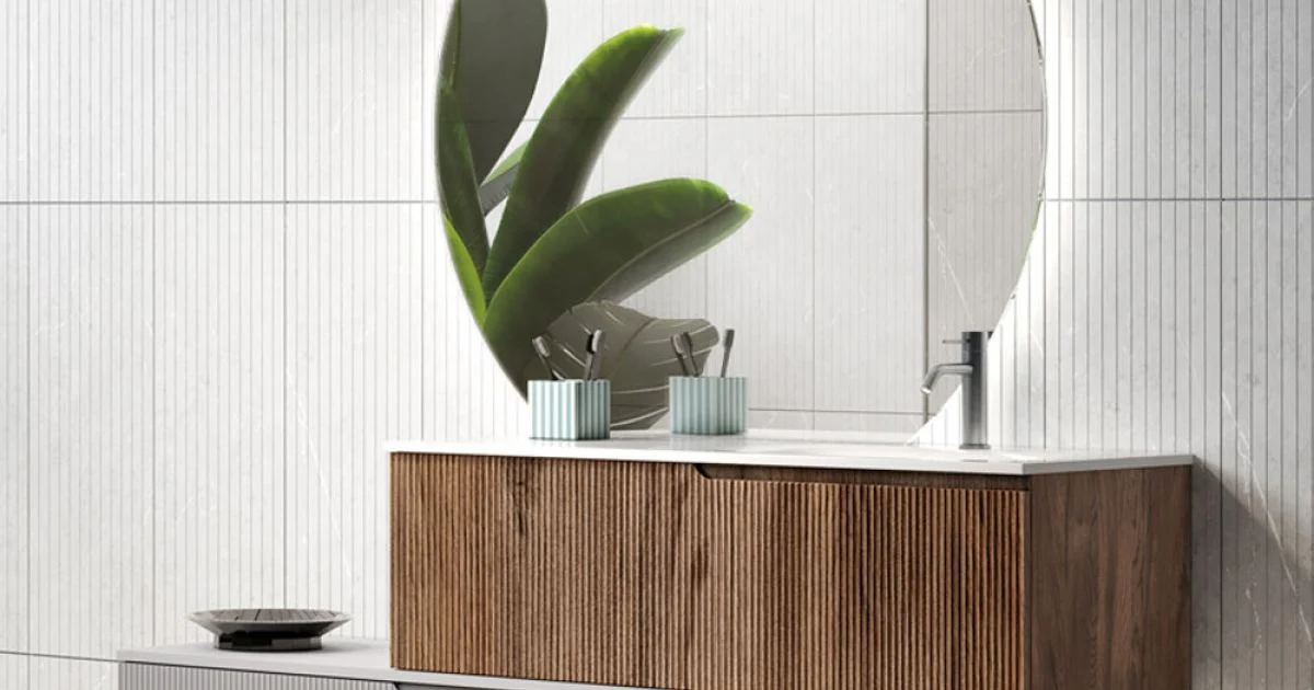 Composizione Bagno in Rovere Rio e Grigio Cannettati Made in Italy - Crono