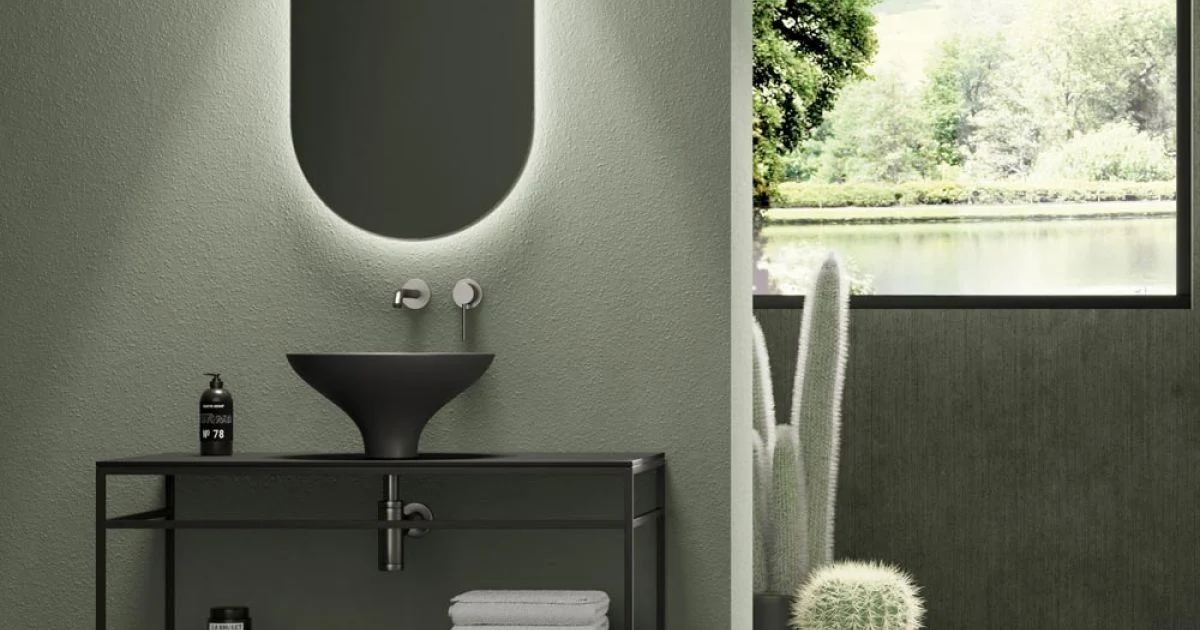Composizione Bagno Lavabo in Ceramica e Specchio Made in Italy - Hoscar