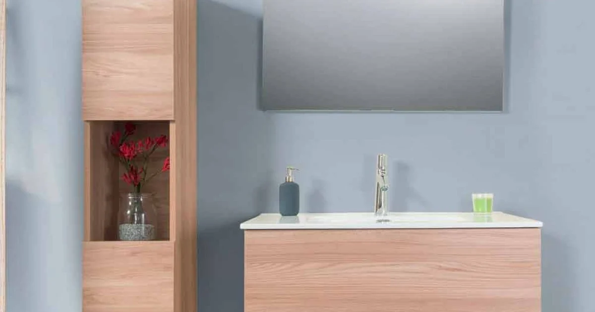 Mobile Bagno 90 cm, Lavabo, Specchio e Colonna – Becky