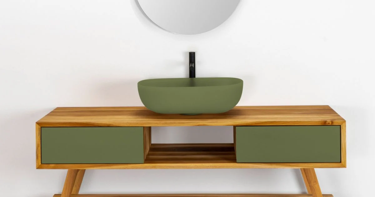 Composizione Bagno Inclusa di Accessori e Mobile a Terra in Teak - Georges