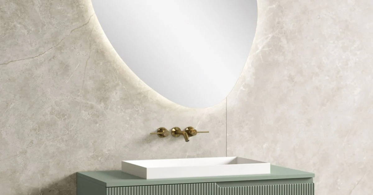 Composizione Bagno Verde Salvia con Lavabo in Resina Made in Italy - Artemide