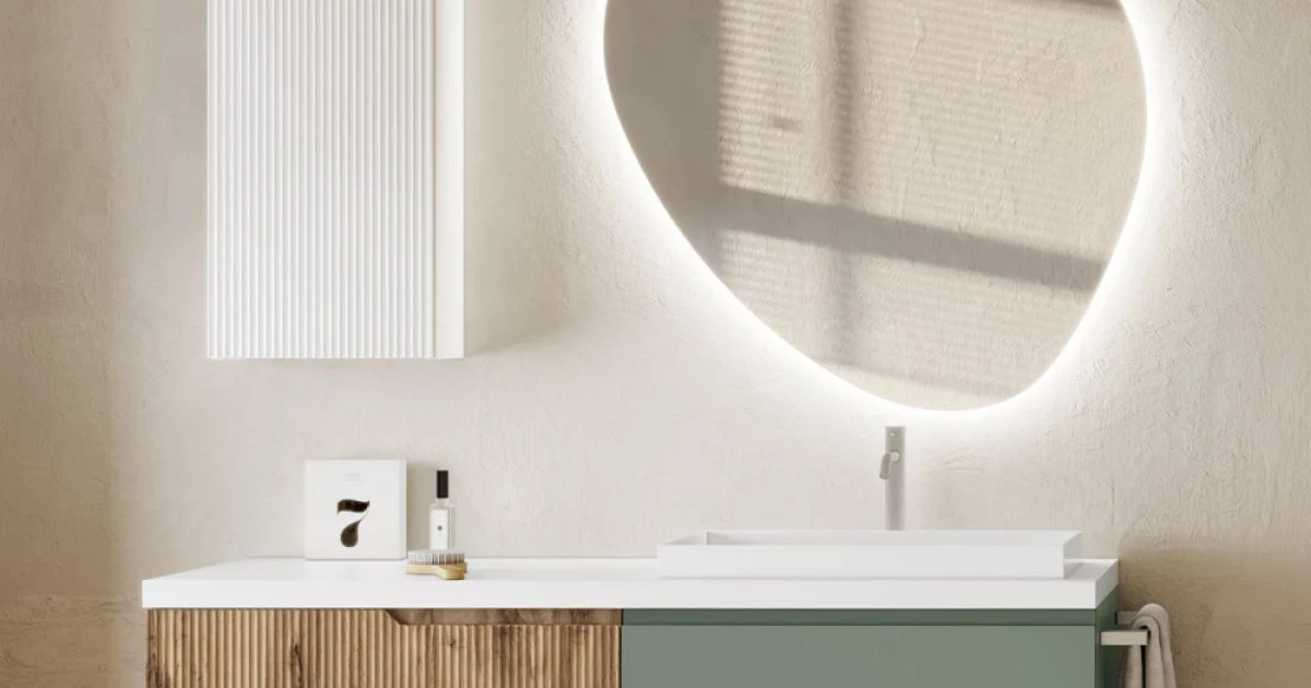 Composizione Bagno Verde Salvia e Quercia Cannettato Made in Italy - Urano
