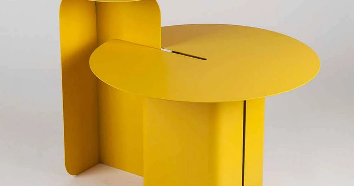 Composizione di 2 Tavolini da Salotto Moderni in Acciaio Made in Italy - Pioppo