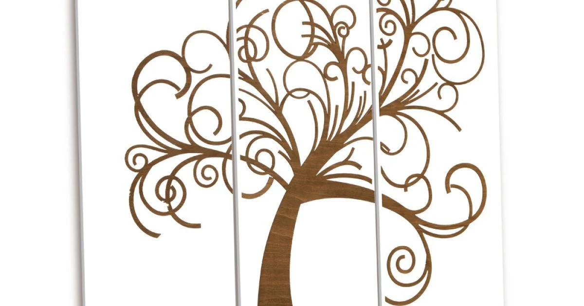 Composizione di 3 Pannelli che Raffigurano l'Albero della Vita Made in Italy - Eliza