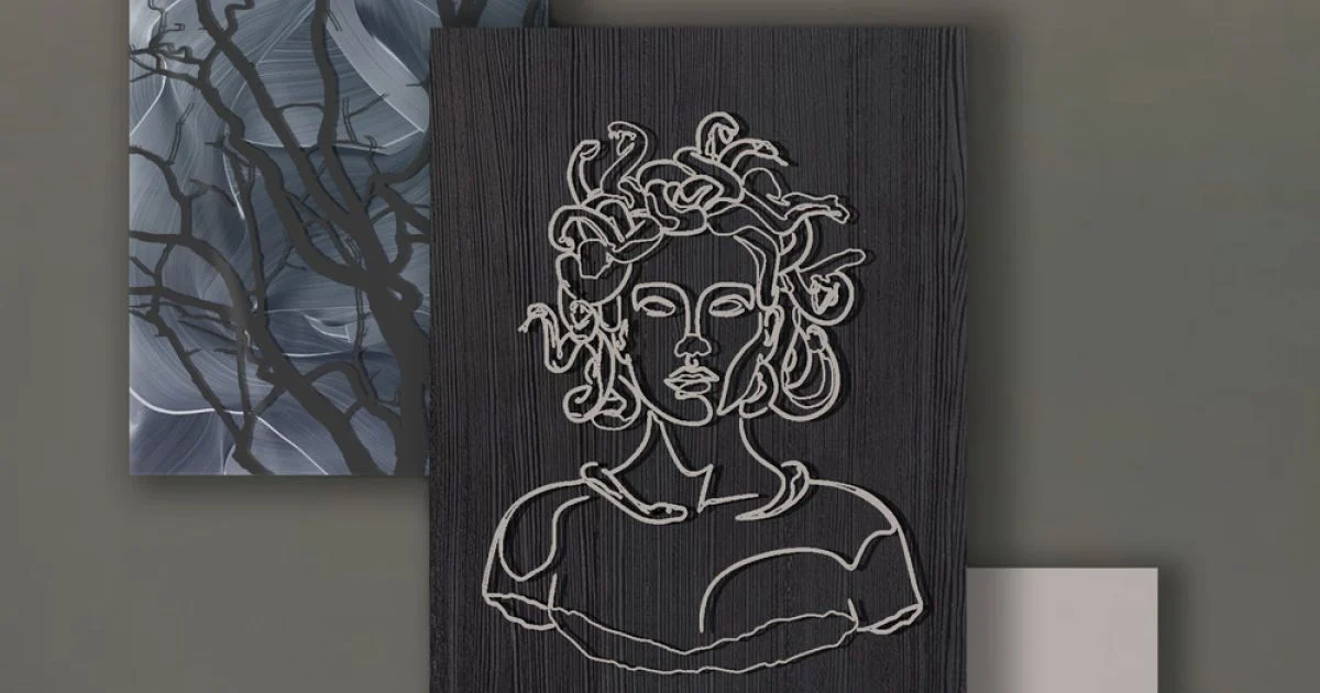 Composizione di 3 Pannelli con la Stilizzazione di Medusa Made in Italy - Ichika