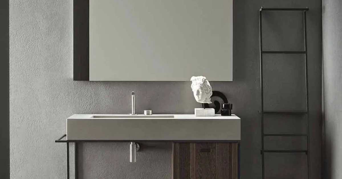 Composizione di Mobili Artigianali per Bagno di Design Moderno a Terra - Farart3