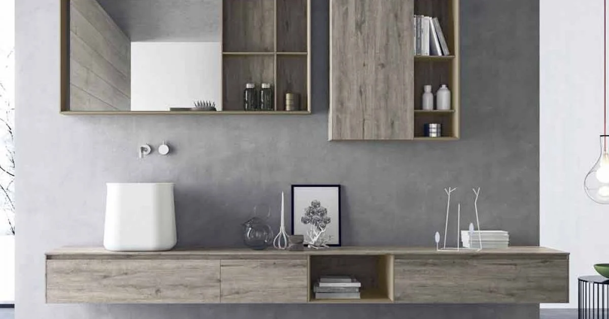 Composizione di Mobili Moderni da Bagno, Design Sospeso Made in Italy - Callisi6