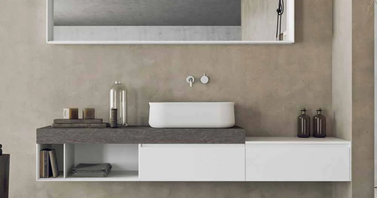 Composizione Moderna e Sospesa di Mobili per il Bagno di Design - Callisi2