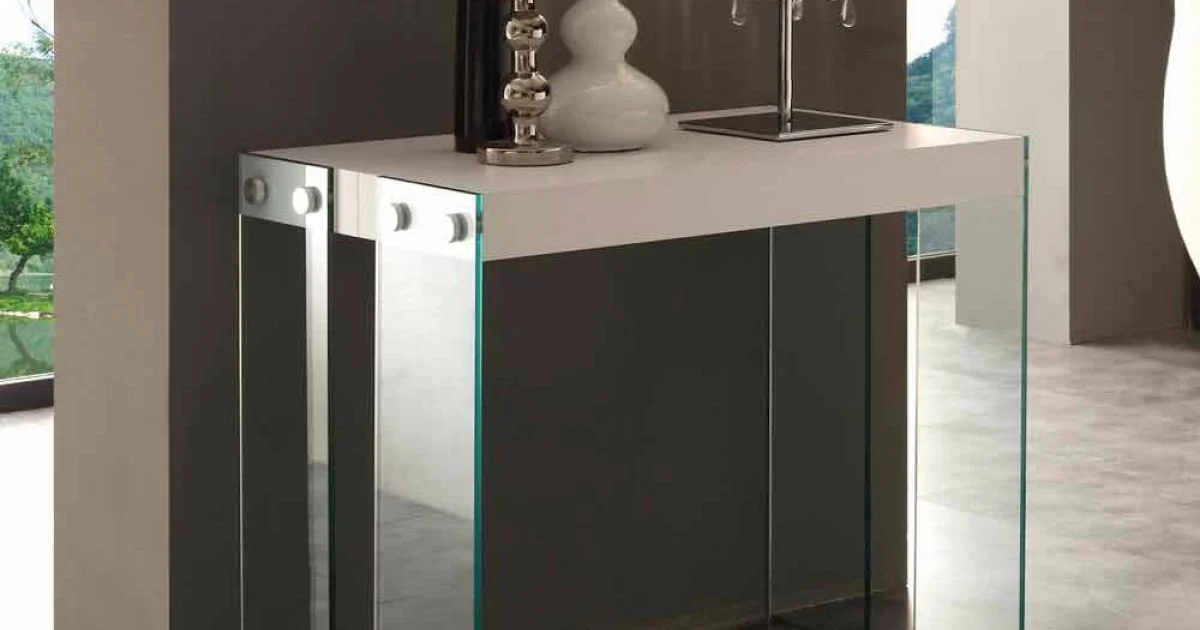 Console allungabile design moderno con gambe in vetro temperato Miss