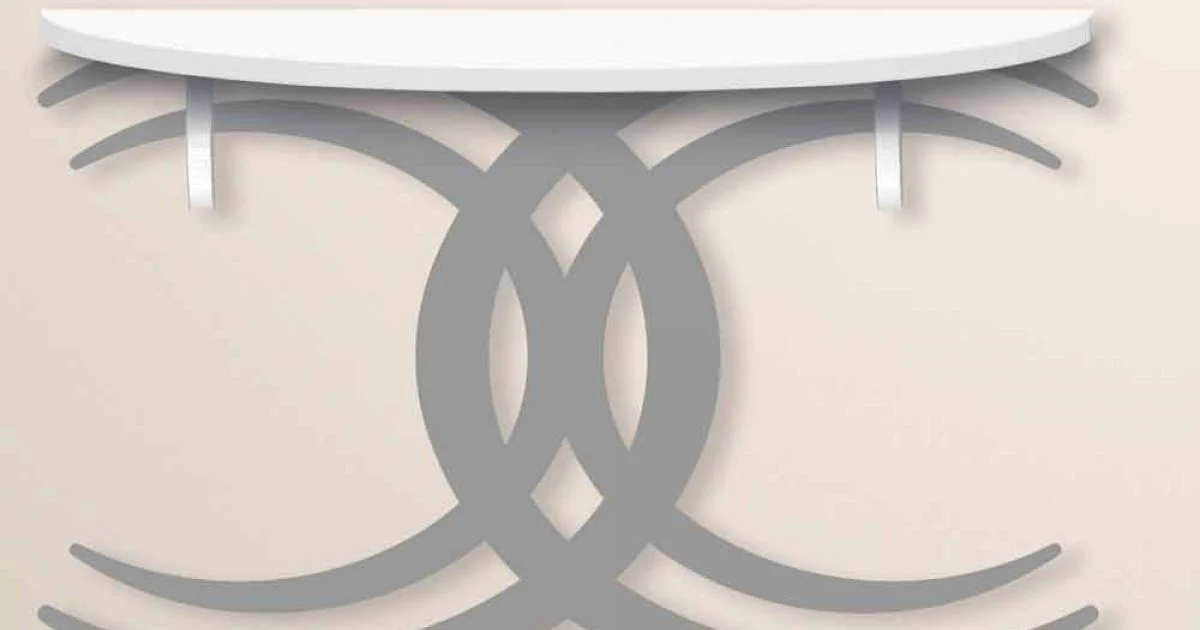 Consolle a Fissaggio a Parete di Design Moderno in Legno Bianco e Grigio - Coco