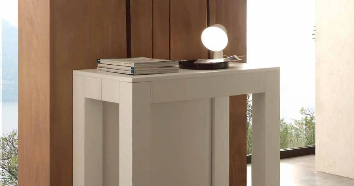 Consolle allungabile in nobilitato folding bianco poro aperto Bosa