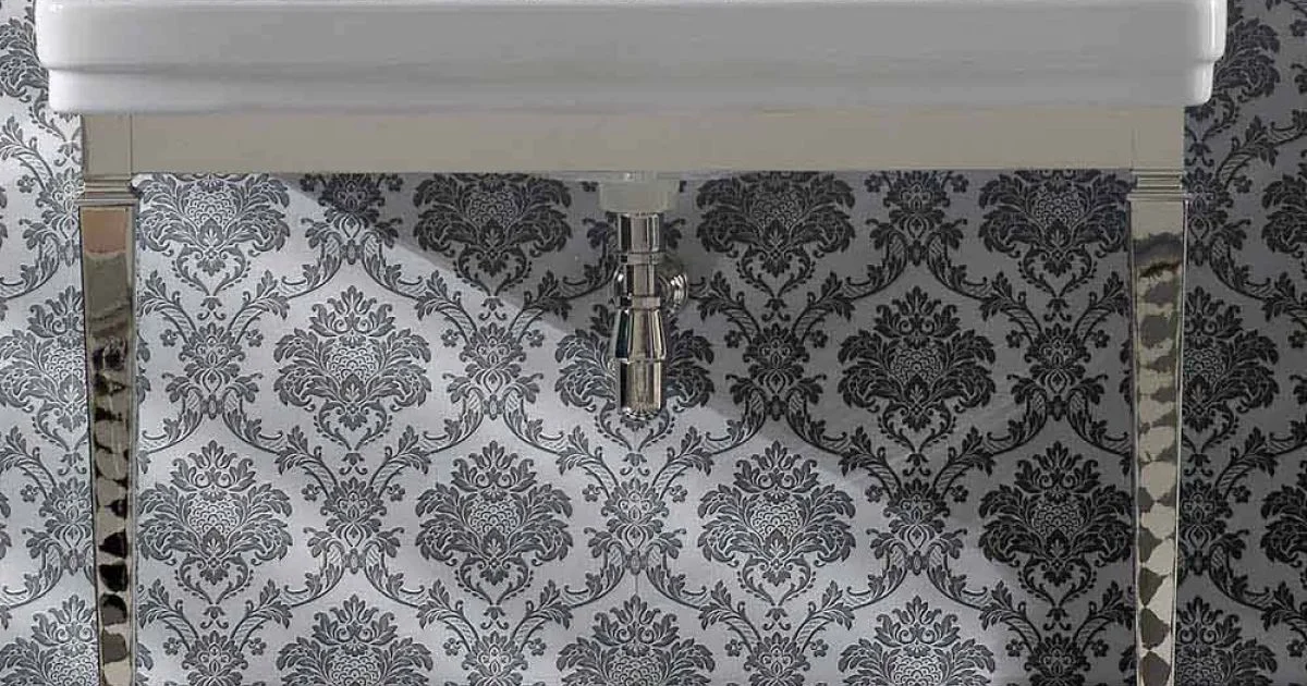 Consolle Bagno 105 cm Vintage in Ceramica Bianca con Piedi,Made in Italy - Marwa