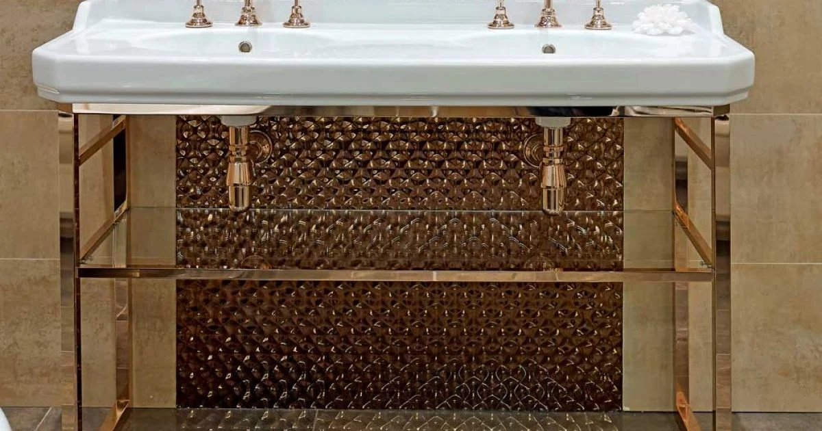 Consolle Bagno Vintage L 135 cm a Vasca Doppia in Ceramica con Piedi - Nausica