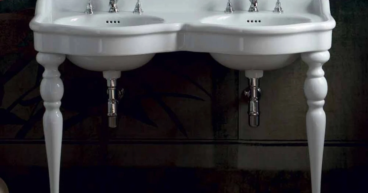 Consolle da bagno classica a doppia vasca fatta in Italia, Magda
