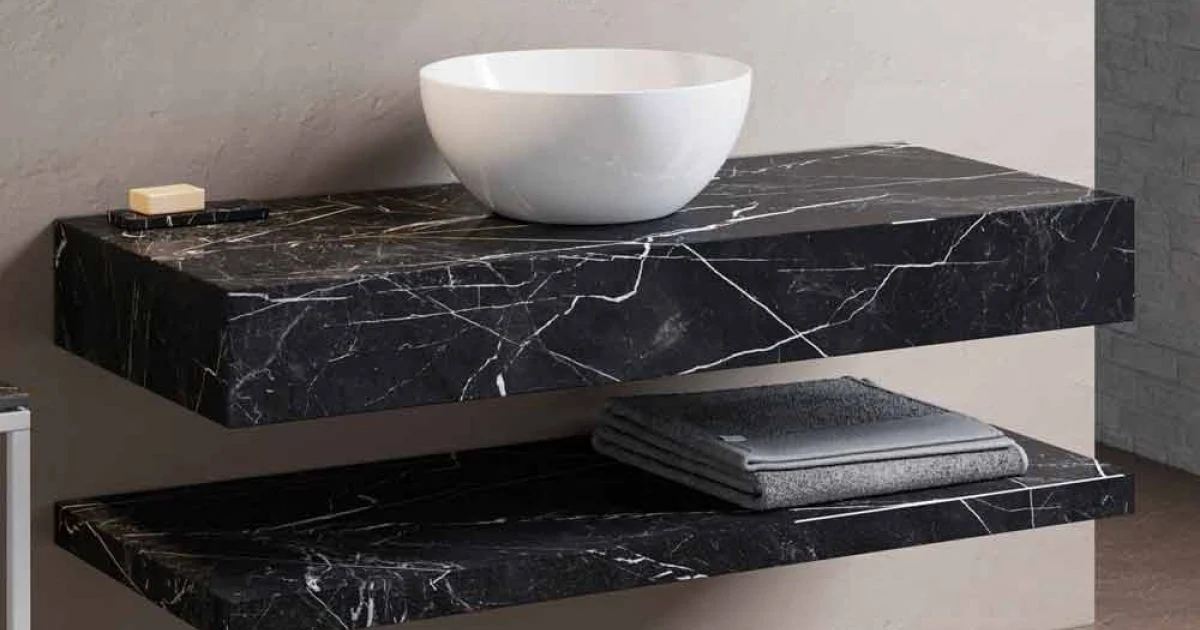 Composizione 3 Mobili Bagno Sospesi in Gres Porcellanato Made in Italy - Ramina