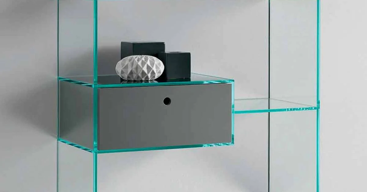 Consolle da Ingresso a Parete in Vetro Extrachiaro con Cassetto Laccato - Linzy
