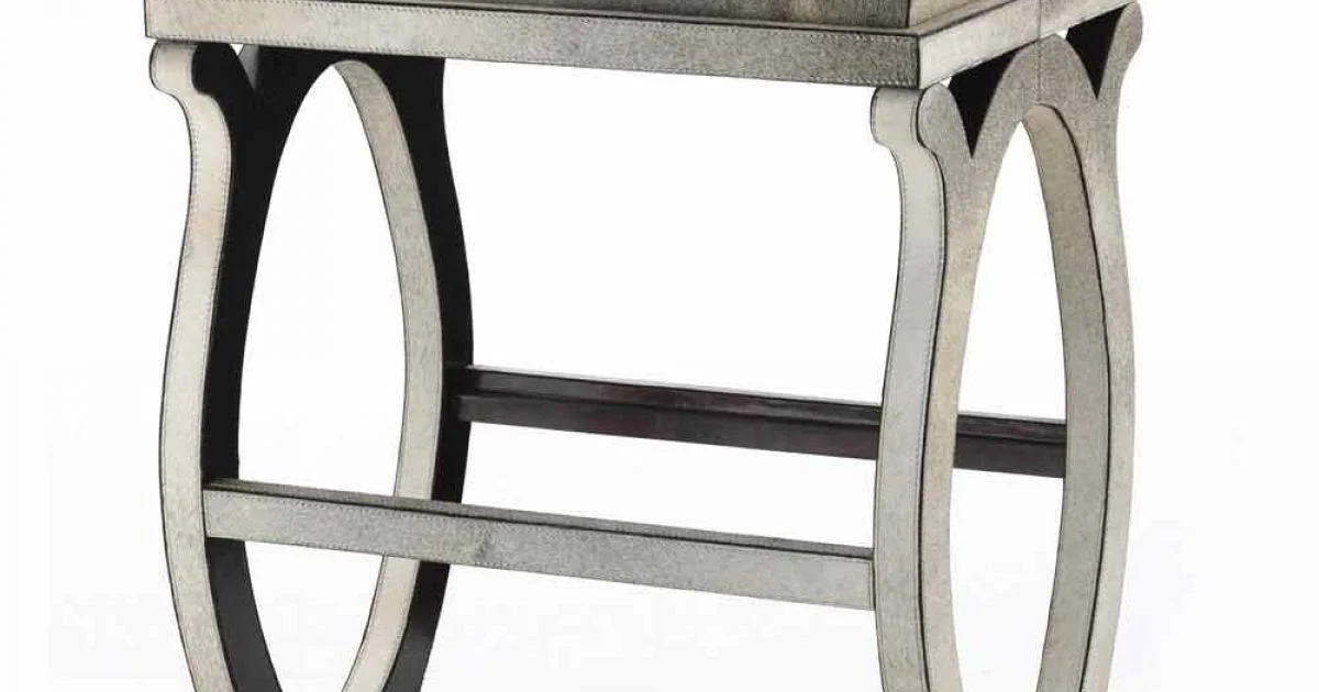 Consolle di design moderno con vassoio in cavallino grigio Felicia