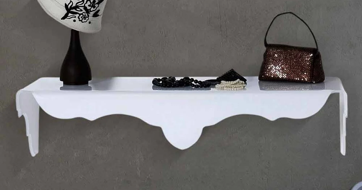 Consolle fissa a muro colore bianco di design Bianca, made in Italy
