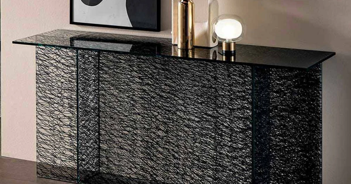 Consolle Ingresso di Design Vetro Extrachiaro Decorato Made in Italy – Sestola