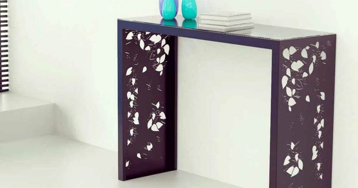 Consolle fissa di design Konsolle 120x40x90 Mabele, con ripiano in vetro