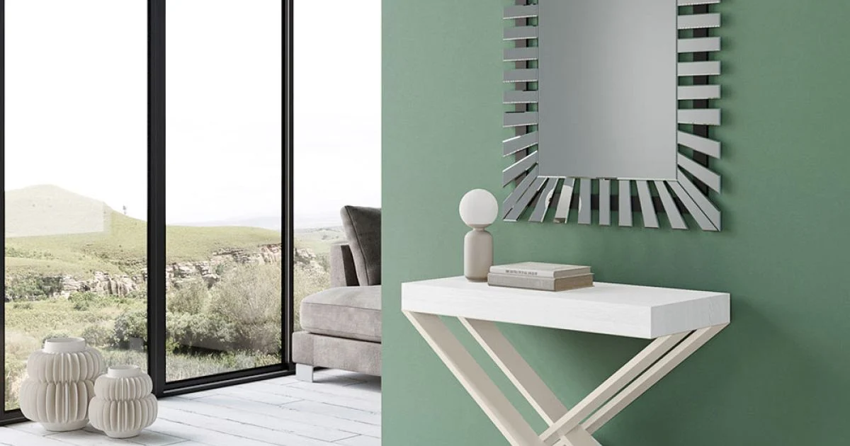 Consolle Moderna Allungabile a 300 cm con Telaio Bianco Made in Italy - Specchio