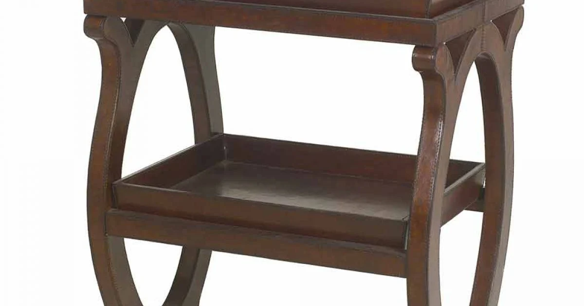 Consolle moderna con vassoio Walter, rivestimento in cuoio marrone