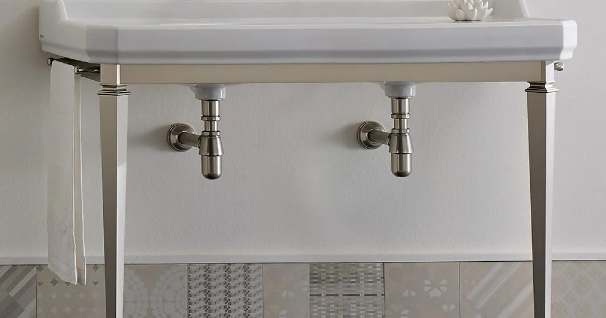 Consolle Vintage da Bagno L 135 cm Vasca Doppia Ceramica Made in Italy – Nausica
