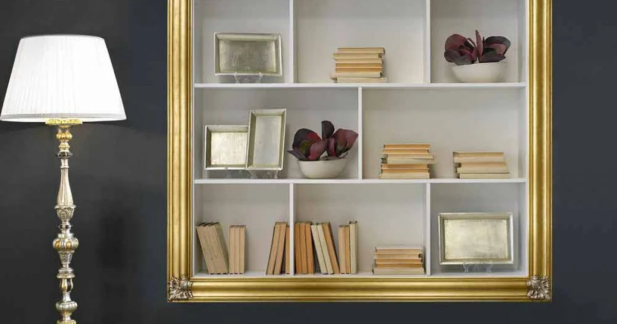 Libreria a parete in legno di geloton prodotta in Italia Giulio