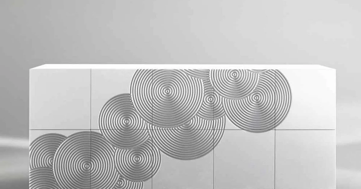 Credenza a 10 ante Ardesia, design moderno, bianca, nera oppure oro