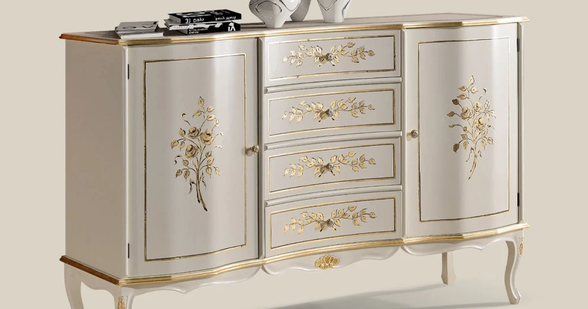 Credenza Classica 2 Ante e 4 Cassetti in Legno Made in Italy - Windsor