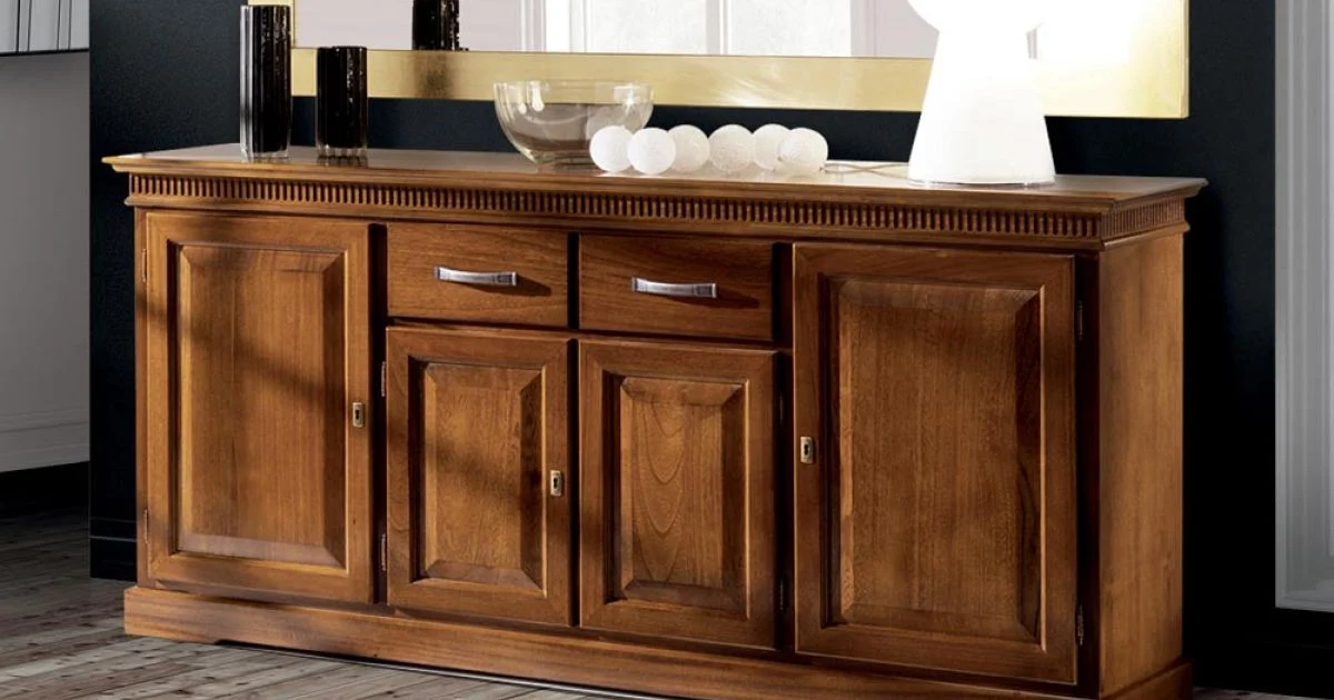 Credenza con 4 Ante e 2 Cassetti in Legno Bassano Made in Italy - Tanit