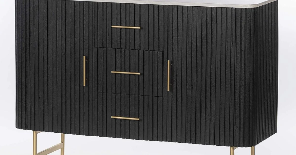 Credenza con Piano in Marmo e Struttura in Legno di Mango - Pescatore