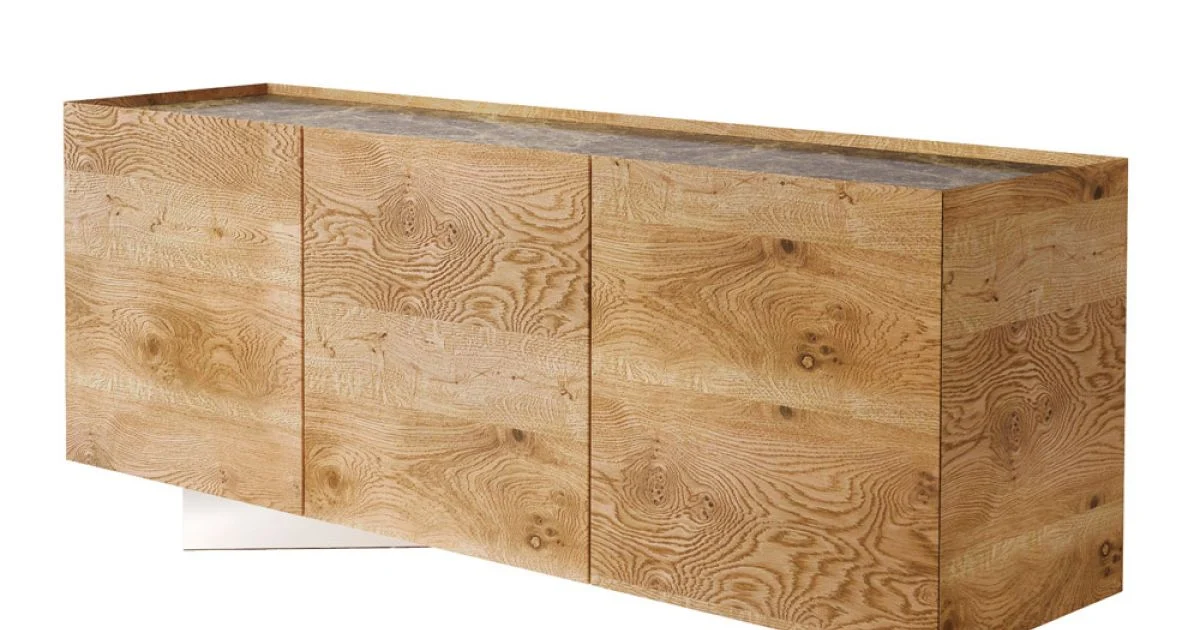 Credenza in Legno a 3 Ante con Base in Cristallo Temperato Made in Italy - Soraya