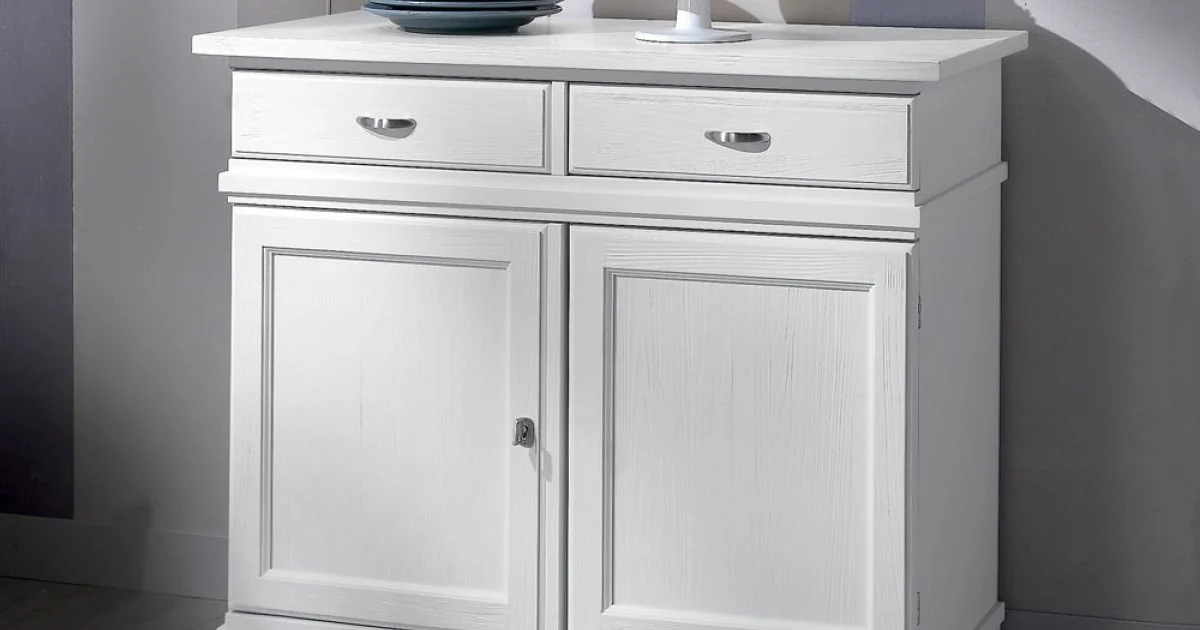 Credenza in Legno Laccato Bianco con 2 Ante e 2 Cassetti Made in Italy - Sogbo