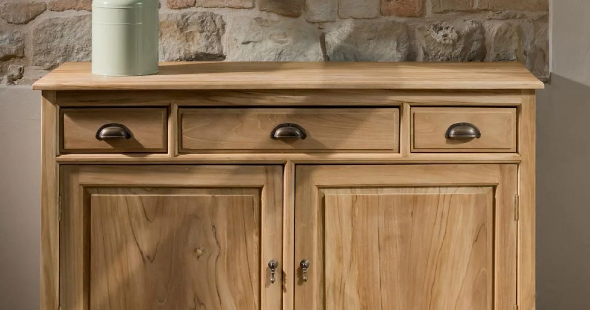 Credenza in Teak Massello con 2 Ante e 3 Cassetti - Karate