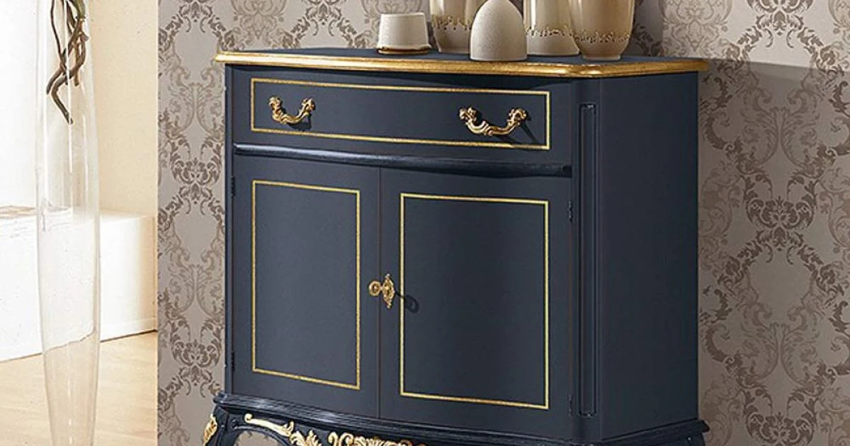 Credenza Salotto Classica Legno Blu Avio o Noce Made in Italy - Chantilly