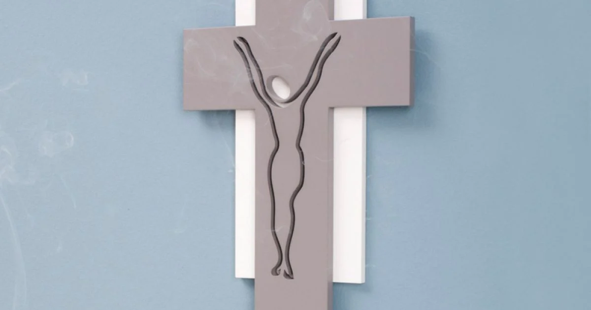 Crocifisso Bianco e Grigio Realizzato con Incisione Laser Made in Italy - Nadia